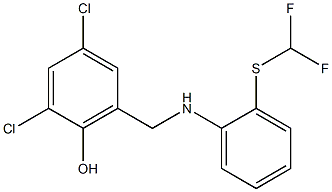 2,4-dichloro-6-[({2-[(difluoromethyl)sulfanyl]phenyl}amino)methyl]phenol 结构式