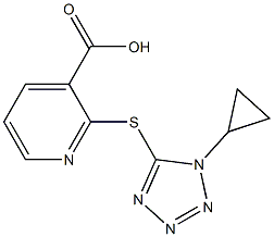 2-[(1-cyclopropyl-1H-1,2,3,4-tetrazol-5-yl)sulfanyl]pyridine-3-carboxylic acid 结构式