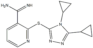 2-[(4,5-dicyclopropyl-4H-1,2,4-triazol-3-yl)sulfanyl]pyridine-3-carboximidamide 结构式