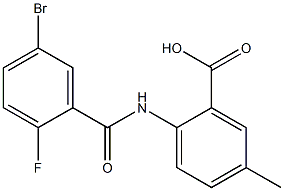 2-[(5-bromo-2-fluorobenzene)amido]-5-methylbenzoic acid 结构式