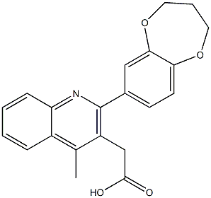 2-[2-(3,4-dihydro-2H-1,5-benzodioxepin-7-yl)-4-methylquinolin-3-yl]acetic acid 结构式