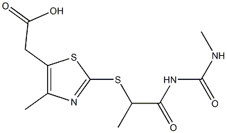 2-[4-methyl-2-({1-[(methylcarbamoyl)amino]-1-oxopropan-2-yl}sulfanyl)-1,3-thiazol-5-yl]acetic acid 结构式