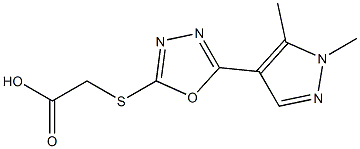 2-{[5-(1,5-dimethyl-1H-pyrazol-4-yl)-1,3,4-oxadiazol-2-yl]sulfanyl}acetic acid 结构式