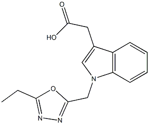 2-{1-[(5-ethyl-1,3,4-oxadiazol-2-yl)methyl]-1H-indol-3-yl}acetic acid 结构式