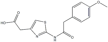 2-{2-[2-(4-methoxyphenyl)acetamido]-1,3-thiazol-4-yl}acetic acid 结构式