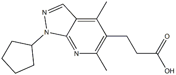 3-(1-cyclopentyl-4,6-dimethyl-1H-pyrazolo[3,4-b]pyridin-5-yl)propanoic acid 结构式