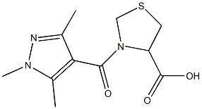 3-[(1,3,5-trimethyl-1H-pyrazol-4-yl)carbonyl]-1,3-thiazolidine-4-carboxylic acid 结构式