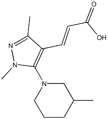 3-[1,3-dimethyl-5-(3-methylpiperidin-1-yl)-1H-pyrazol-4-yl]prop-2-enoic acid 结构式