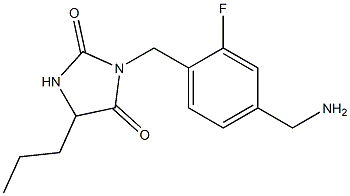 3-{[4-(aminomethyl)-2-fluorophenyl]methyl}-5-propylimidazolidine-2,4-dione 结构式