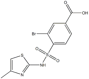 3-bromo-4-[(4-methyl-1,3-thiazol-2-yl)sulfamoyl]benzoic acid 结构式