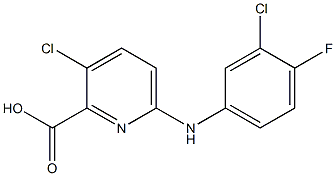 3-chloro-6-[(3-chloro-4-fluorophenyl)amino]pyridine-2-carboxylic acid 结构式
