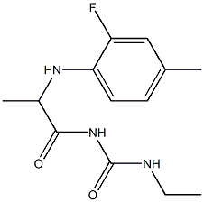 3-ethyl-1-{2-[(2-fluoro-4-methylphenyl)amino]propanoyl}urea 结构式