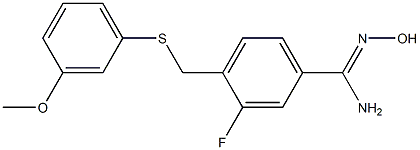 3-fluoro-N'-hydroxy-4-{[(3-methoxyphenyl)sulfanyl]methyl}benzene-1-carboximidamide 结构式