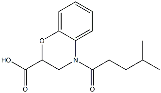 4-(4-methylpentanoyl)-3,4-dihydro-2H-1,4-benzoxazine-2-carboxylic acid 结构式