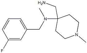 4-(aminomethyl)-N-[(3-fluorophenyl)methyl]-N,1-dimethylpiperidin-4-amine 结构式