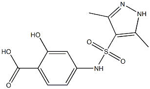 4-[(3,5-dimethyl-1H-pyrazole-4-)sulfonamido]-2-hydroxybenzoic acid 结构式