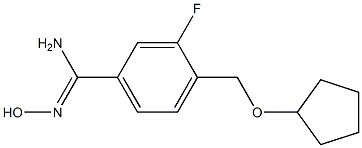 4-[(cyclopentyloxy)methyl]-3-fluoro-N'-hydroxybenzenecarboximidamide 结构式