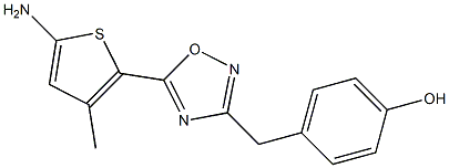 4-{[5-(5-amino-3-methylthiophen-2-yl)-1,2,4-oxadiazol-3-yl]methyl}phenol 结构式