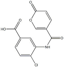 4-chloro-3-{[(2-oxo-2H-pyran-5-yl)carbonyl]amino}benzoic acid 结构式