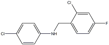 4-chloro-N-[(2-chloro-4-fluorophenyl)methyl]aniline 结构式