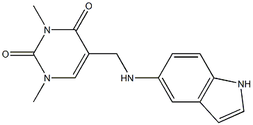 5-[(1H-indol-5-ylamino)methyl]-1,3-dimethyl-1,2,3,4-tetrahydropyrimidine-2,4-dione 结构式