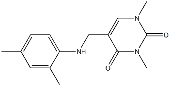 5-{[(2,4-dimethylphenyl)amino]methyl}-1,3-dimethyl-1,2,3,4-tetrahydropyrimidine-2,4-dione 结构式