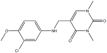 5-{[(3-chloro-4-methoxyphenyl)amino]methyl}-1,3-dimethyl-1,2,3,4-tetrahydropyrimidine-2,4-dione 结构式