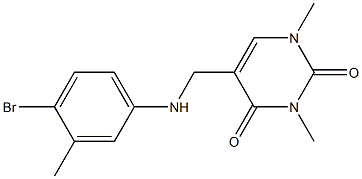 5-{[(4-bromo-3-methylphenyl)amino]methyl}-1,3-dimethyl-1,2,3,4-tetrahydropyrimidine-2,4-dione 结构式