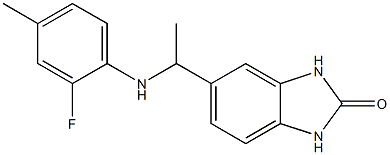 5-{1-[(2-fluoro-4-methylphenyl)amino]ethyl}-2,3-dihydro-1H-1,3-benzodiazol-2-one 结构式