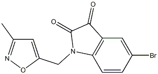 5-bromo-1-[(3-methyl-1,2-oxazol-5-yl)methyl]-2,3-dihydro-1H-indole-2,3-dione 结构式