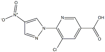 5-chloro-6-(4-nitro-1H-pyrazol-1-yl)pyridine-3-carboxylic acid 结构式