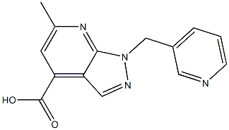 6-methyl-1-(pyridin-3-ylmethyl)-1H-pyrazolo[3,4-b]pyridine-4-carboxylic acid 结构式