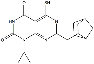 7-(bicyclo[2.2.1]hept-2-ylmethyl)-1-cyclopropyl-5-mercaptopyrimido[4,5-d]pyrimidine-2,4(1H,3H)-dione 结构式