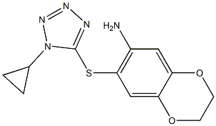 7-[(1-cyclopropyl-1H-1,2,3,4-tetrazol-5-yl)sulfanyl]-2,3-dihydro-1,4-benzodioxin-6-amine 结构式