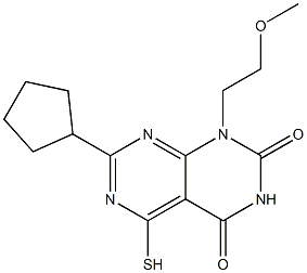 7-cyclopentyl-5-mercapto-1-(2-methoxyethyl)pyrimido[4,5-d]pyrimidine-2,4(1H,3H)-dione 结构式
