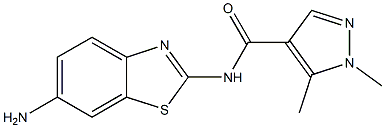N-(6-amino-1,3-benzothiazol-2-yl)-1,5-dimethyl-1H-pyrazole-4-carboxamide 结构式