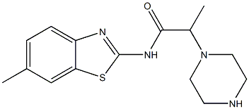 N-(6-methyl-1,3-benzothiazol-2-yl)-2-(piperazin-1-yl)propanamide 结构式