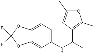 N-[1-(2,5-dimethylfuran-3-yl)ethyl]-2,2-difluoro-2H-1,3-benzodioxol-5-amine 结构式