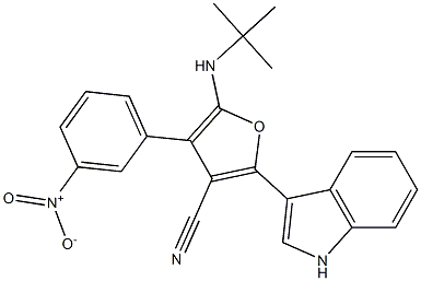 3-Furancarbonitrile,  5-[(1,1-dimethylethyl)amino]-2-(1H-indol-3-yl)-4-(3-nitrophenyl)- 结构式