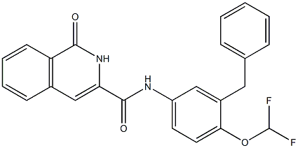 3-Isoquinolinecarboxamide,  N-[4-(difluoromethoxy)-3-(phenylmethyl)phenyl]-1,2-dihydro-1-oxo- 结构式