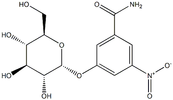 3-nitro-5-[(2R,3R,4S,5S,6R)-3,4,5-trihydroxy-6-(hydroxymethyl)oxan-2-yl]oxy-benzamide 结构式