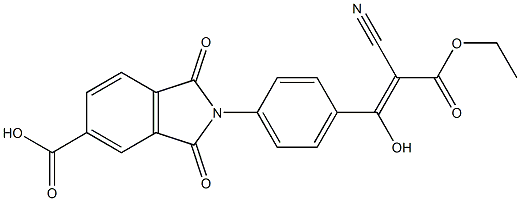 2-[4-(2-cyano-3-ethoxy-1-hydroxy-3-oxo-1-propenyl)phenyl]-1,3-dioxo-5-isoindolinecarboxylic acid 结构式