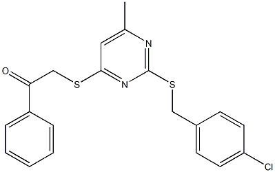 2-({2-[(4-chlorobenzyl)sulfanyl]-6-methyl-4-pyrimidinyl}sulfanyl)-1-phenylethanone 结构式