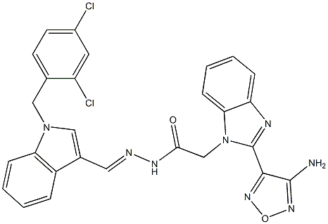 2-[2-(4-amino-1,2,5-oxadiazol-3-yl)-1H-benzimidazol-1-yl]-N'-{[1-(2,4-dichlorobenzyl)-1H-indol-3-yl]methylene}acetohydrazide 结构式