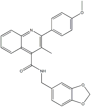 N-(1,3-benzodioxol-5-ylmethyl)-2-(4-methoxyphenyl)-3-methyl-4-quinolinecarboxamide 结构式