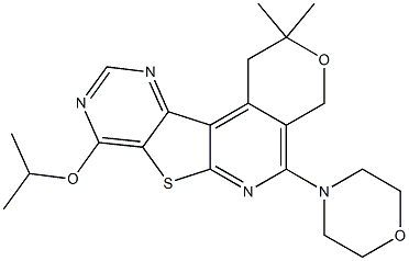 8-isopropoxy-2,2-dimethyl-5-morpholin-4-yl-1,4-dihydro-2H-pyrano[4'',3'':4',5']pyrido[3',2':4,5]thieno[3,2-d]pyrimidine 结构式