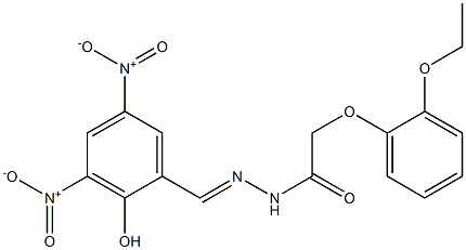 2-(2-ethoxyphenoxy)-N'-{2-hydroxy-3,5-dinitrobenzylidene}acetohydrazide 结构式