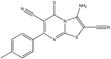3-amino-7-(4-methylphenyl)-5-oxo-5H-[1,3]thiazolo[3,2-a]pyrimidine-2,6-dicarbonitrile 结构式