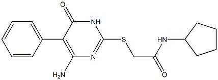 2-[(4-amino-6-oxo-5-phenyl-1,6-dihydro-2-pyrimidinyl)sulfanyl]-N-cyclopentylacetamide 结构式