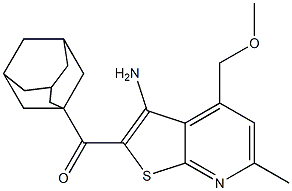 1-adamantyl[3-amino-4-(methoxymethyl)-6-methylthieno[2,3-b]pyridin-2-yl]methanone 结构式